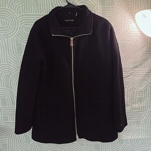 Calvin Klein Men’s Medium Wool Blend Zip Up Jacket Black Quilted Lined Coat